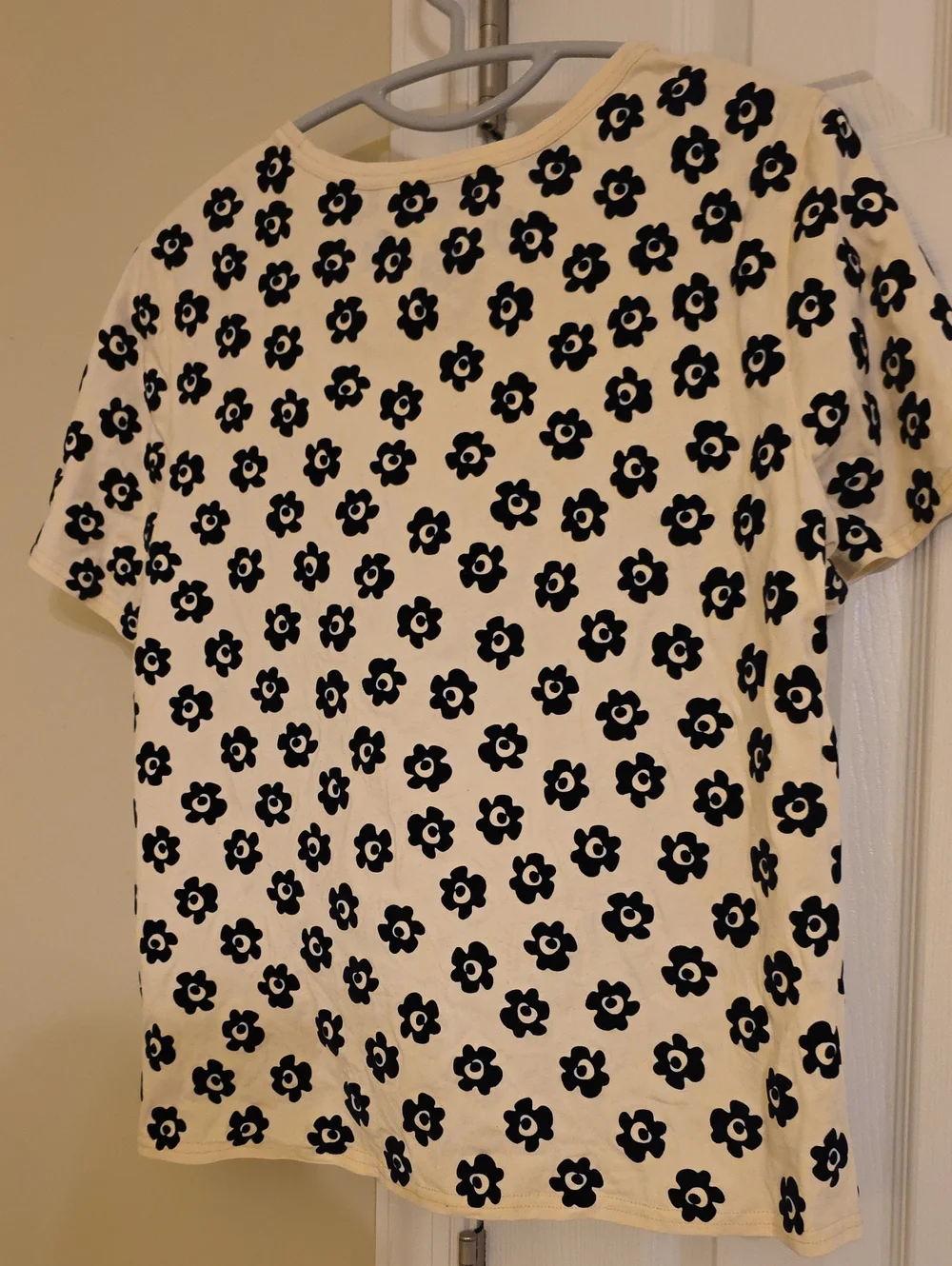 Tory Burch Cream Floral Short-Sleeve Top